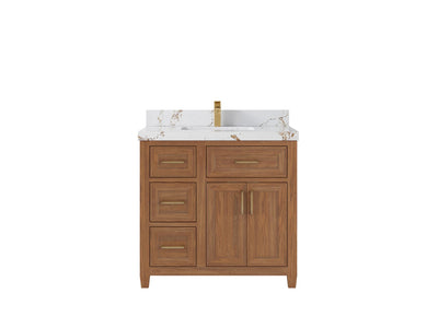 Santa Monica Teak Wood 36 in. W x 22 in. D Center Sink Bathroom Vanity