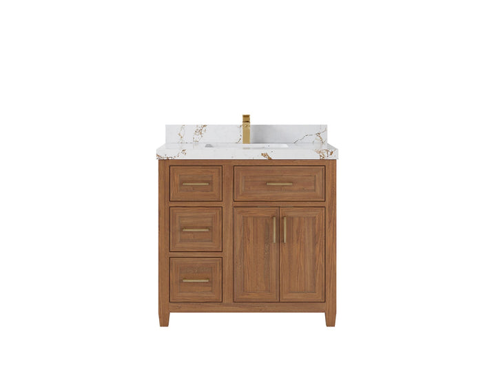 Santa Monica Teak Wood 36 in. W x 22 in. D Center Sink Bathroom Vanity - photo 9