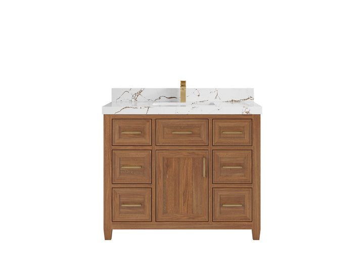 Santa Monica Teak Wood 42 in. W x 22 in. D Single Sink Bathroom Vanity - photo 10