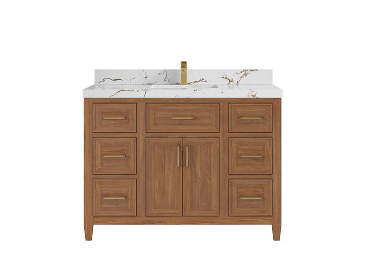 Santa Monica Teak Wood 48 in. W x 22 in. D Single Sink Bathroom Vanity - photo 11