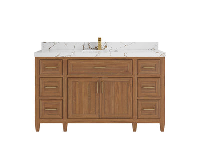 Santa Monica Teak Wood 60 in. W x 22 in. D Single Sink Bathroom Vanity