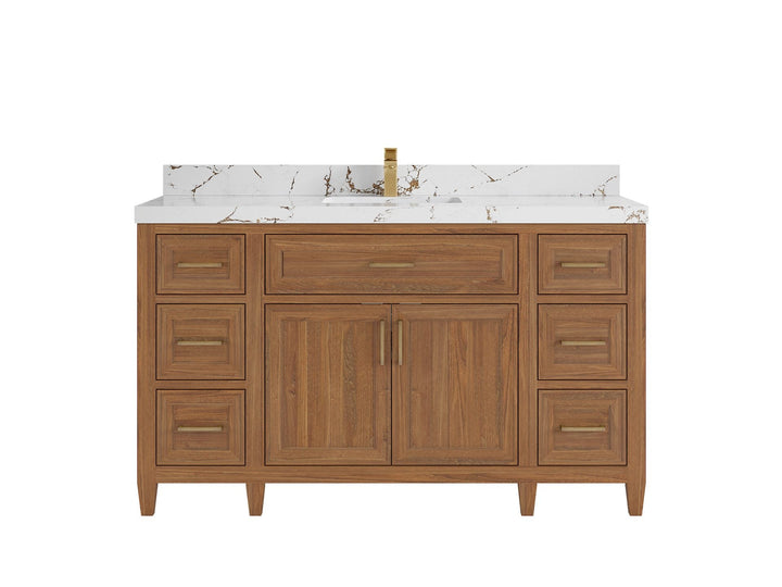 Santa Monica Teak Wood 60 in. W x 22 in. D Single Sink Bathroom Vanity - photo 10