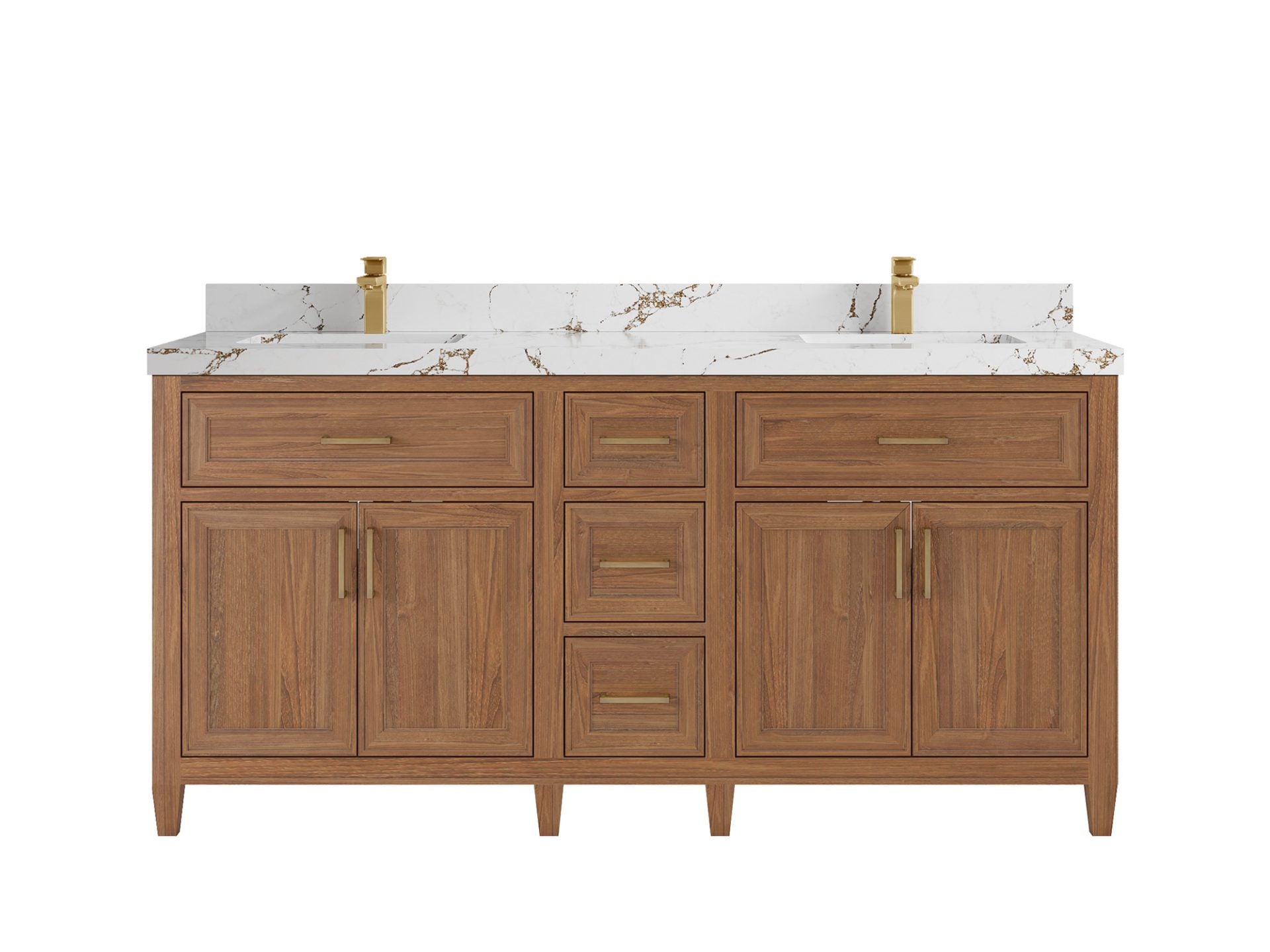 Santa Monica Teak Wood 72 in. W x 22 in. D Double Sink Bathroom Vanity