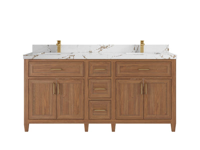 Santa Monica Teak Wood 72 in. W x 22 in. D Double Sink Bathroom Vanity