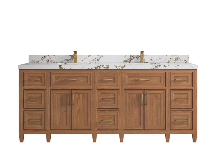 Santa Monica Teak Wood 84 in. W x 22 in. D Double Sink Bathroom Vanity - photo 10