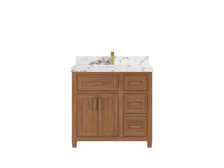 Santa Monica Teak Wood 36 in. W x 22 in. D Single Sink Bathroom Vanity - photo 10