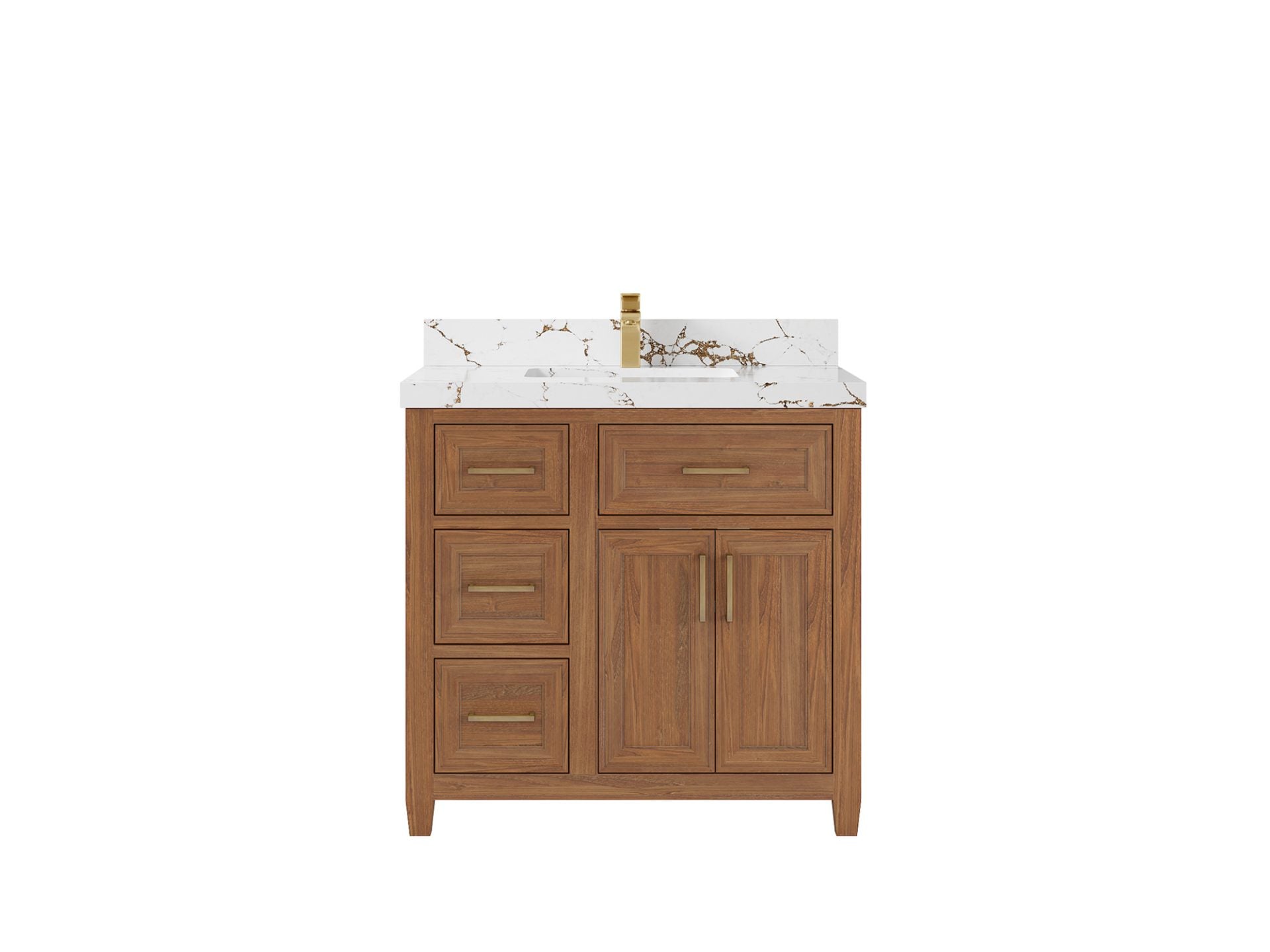 Santa Monica Teak Wood 36 in. W x 22 in. D Center Sink Bathroom Vanity