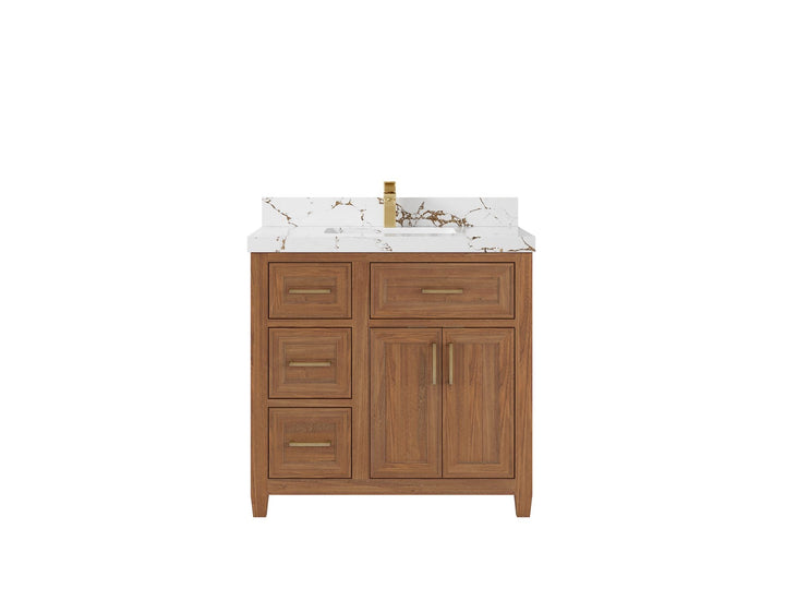 Santa Monica Teak Wood 36 in. W x 22 in. D Center Sink Bathroom Vanity - photo 10