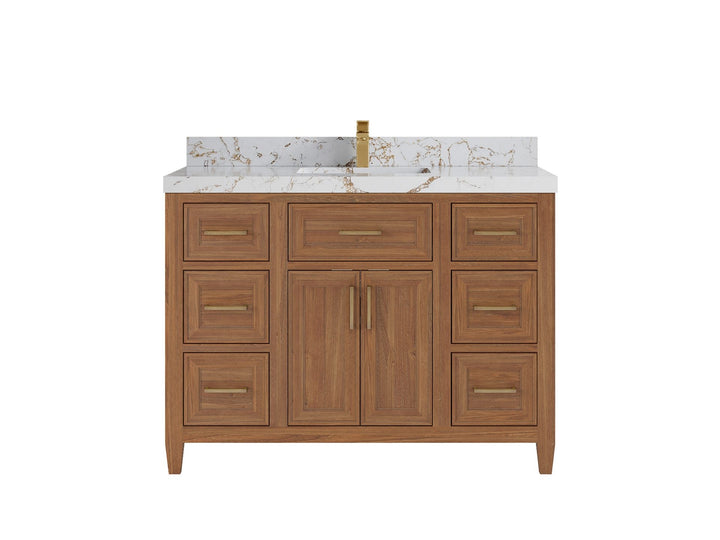 Santa Monica Teak Wood 48 in. W x 22 in. D Single Sink Bathroom Vanity - photo 12