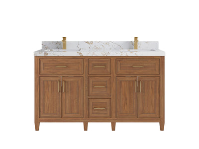 Santa Monica Teak Wood 60 in. W x 22 in. D Double Sink Bathroom Vanity