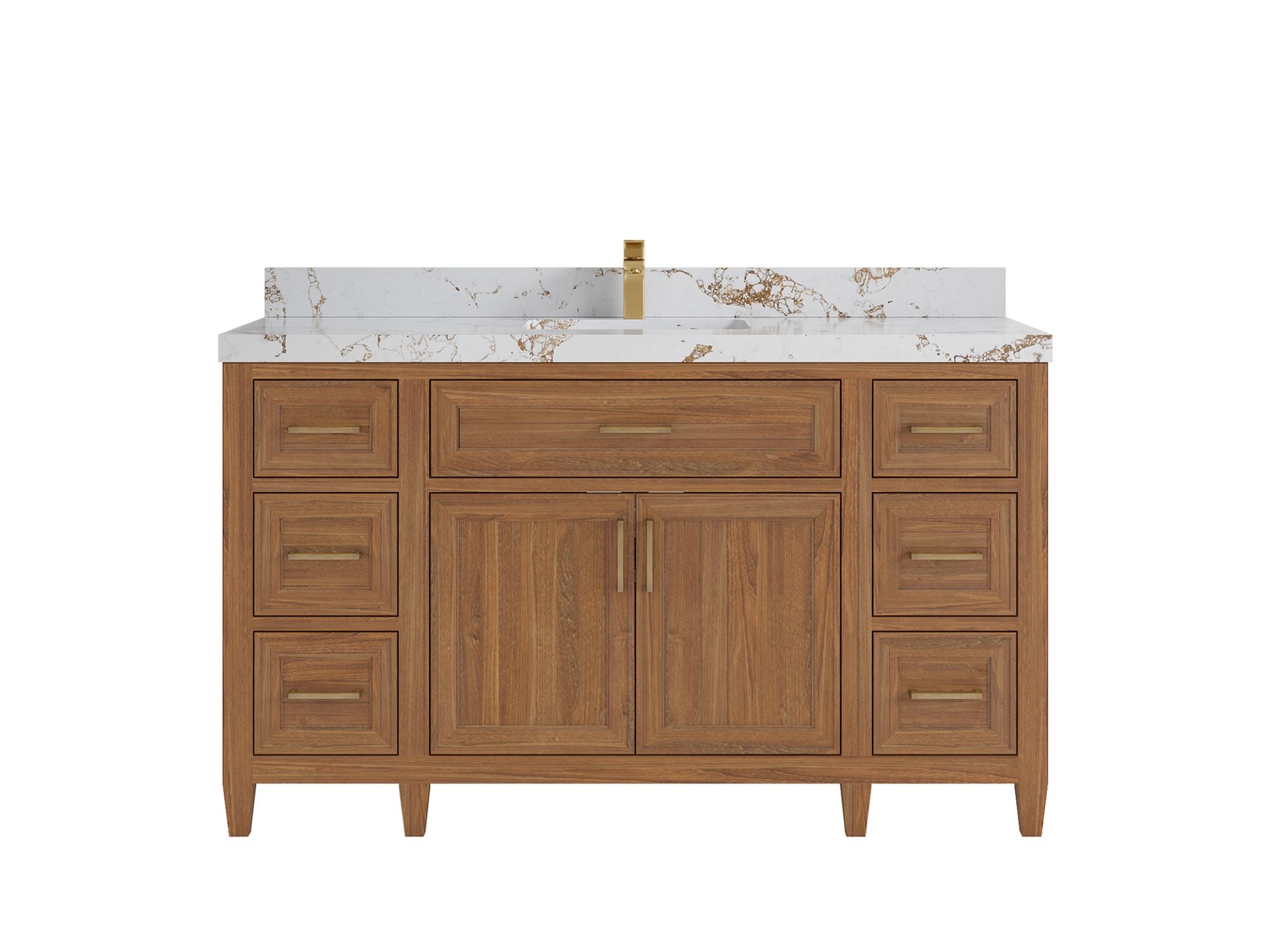 Santa Monica Teak Wood 60 in. W x 22 in. D Single Sink Bathroom Vanity
