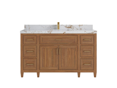 Santa Monica Teak Wood 60 in. W x 22 in. D Single Sink Bathroom Vanity