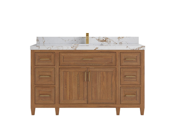 Santa Monica Teak Wood 60 in. W x 22 in. D Single Sink Bathroom Vanity - photo 11