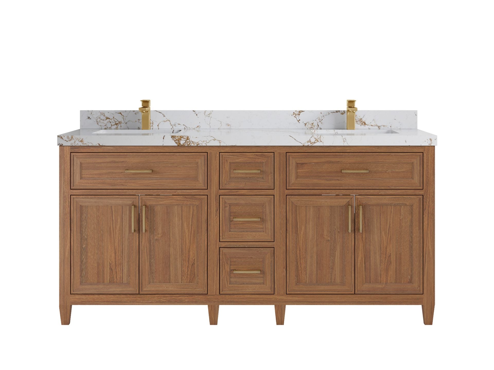 Santa Monica Teak Wood 72 in. W x 22 in. D Double Sink Bathroom Vanity