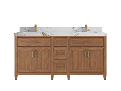 Santa Monica Teak Wood 72 in. W x 22 in. D Double Sink Bathroom Vanity