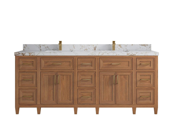 Santa Monica Teak Wood 84 in. W x 22 in. D Double Sink Bathroom Vanity - photo 11