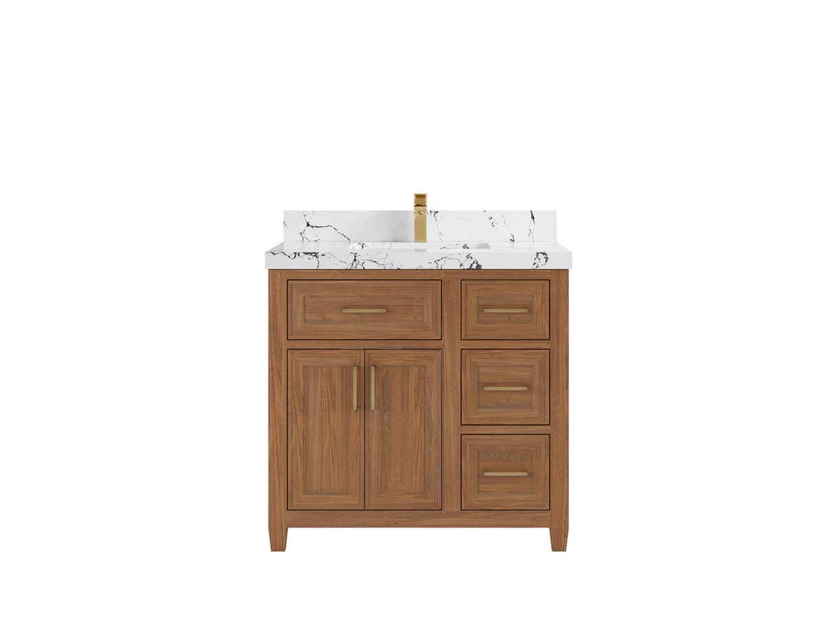 Santa Monica Teak Wood 36 in. W x 22 in. D Single Sink Bathroom Vanity