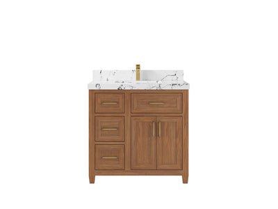 Santa Monica Teak Wood 36 in. W x 22 in. D Center Sink Bathroom Vanity