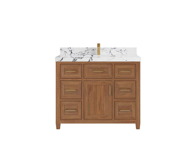 Santa Monica Teak Wood 42 in. W x 22 in. D Single Sink Bathroom Vanity