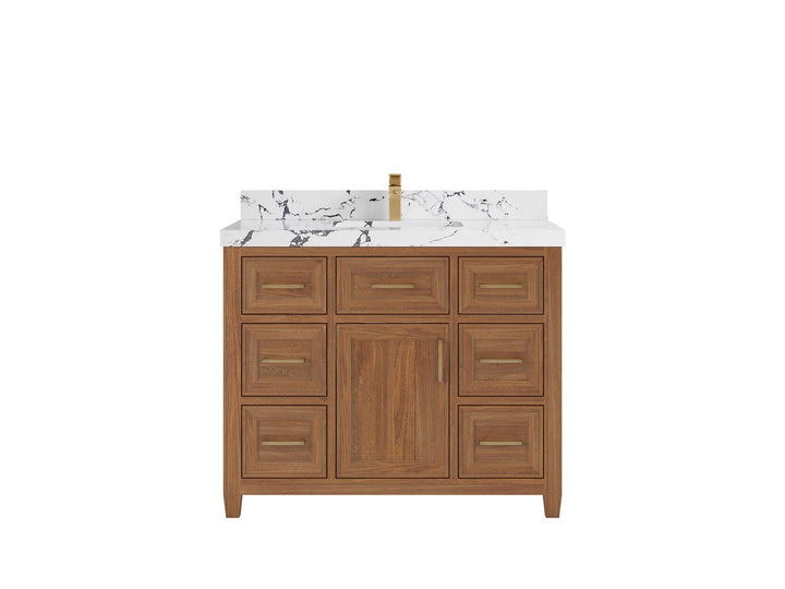 Santa Monica Teak Wood 42 in. W x 22 in. D Single Sink Bathroom Vanity - photo 11