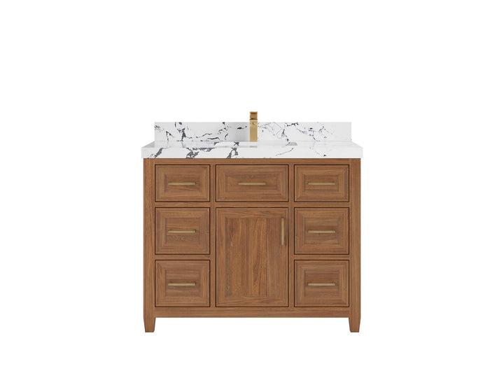 Santa Monica Teak Wood 42 in. W x 22 in. D Single Sink Bathroom Vanity - photo 12