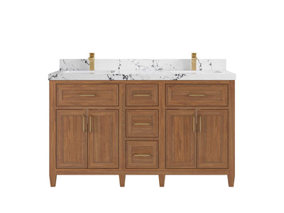 Santa Monica Teak Wood 60 in. W x 22 in. D Double Sink Bathroom Vanity