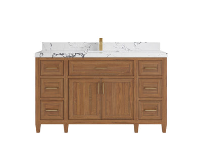 Santa Monica Teak Wood 60 in. W x 22 in. D Single Sink Bathroom Vanity