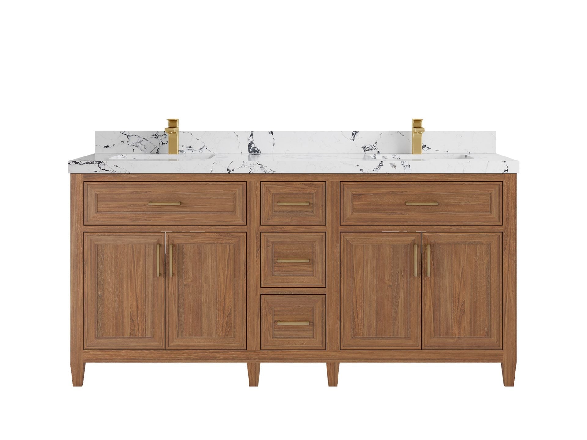Santa Monica Teak Wood 72 in. W x 22 in. D Double Sink Bathroom Vanity