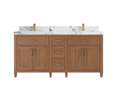 Santa Monica Teak Wood 72 in. W x 22 in. D Double Sink Bathroom Vanity - photo 12
