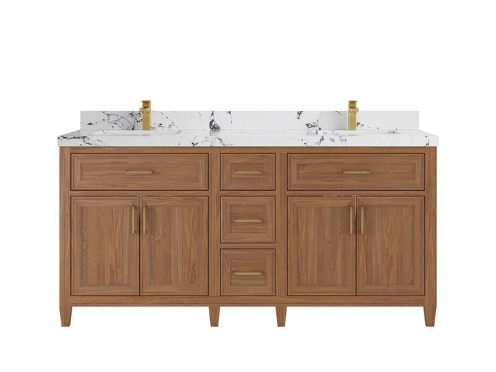 Santa Monica Teak Wood 72 in. W x 22 in. D Double Sink Bathroom Vanity - photo 12