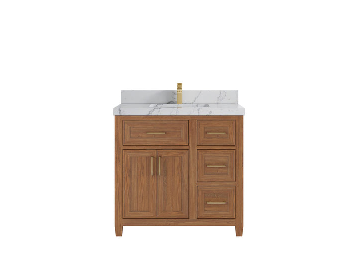 Santa Monica Teak Wood 36 in. W x 22 in. D Single Sink Bathroom Vanity - photo 15