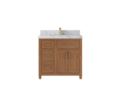 Santa Monica Teak Wood 36 in. W x 22 in. D Center Sink Bathroom Vanity