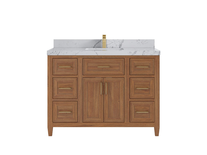 Santa Monica Teak Wood 48 in. W x 22 in. D Single Sink Bathroom Vanity - photo 15