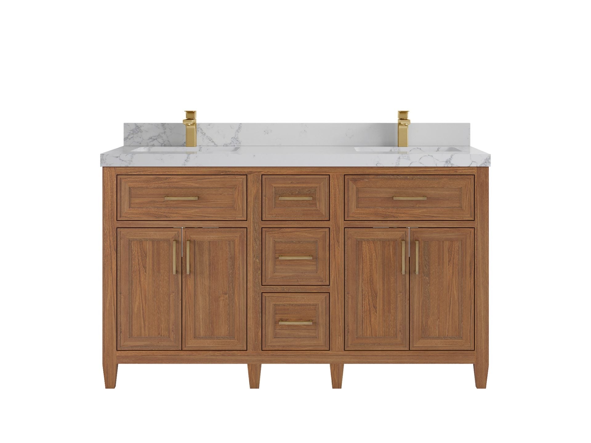 Santa Monica Teak Wood 60 in. W x 22 in. D Double Sink Bathroom Vanity