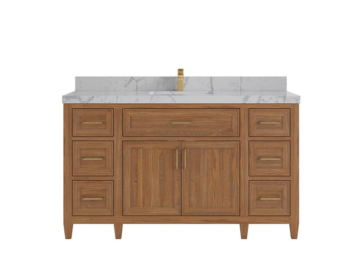 Santa Monica Teak Wood 60 in. W x 22 in. D Single Sink Bathroom Vanity - photo 16