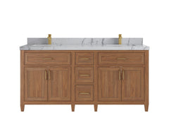 Santa Monica Teak Wood 72 in. W x 22 in. D Double Sink Bathroom Vanity - photo 16