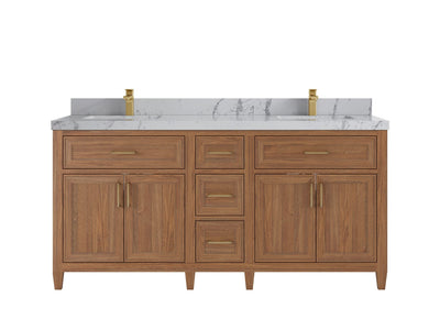 Santa Monica Teak Wood 72 in. W x 22 in. D Double Sink Bathroom Vanity