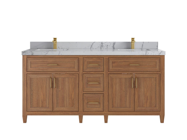 Santa Monica Teak Wood 72 in. W x 22 in. D Double Sink Bathroom Vanity - photo 16