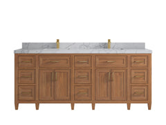 Santa Monica Teak Wood 84 in. W x 22 in. D Double Sink Bathroom Vanity - photo 16