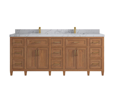 Santa Monica Teak Wood 84 in. W x 22 in. D Double Sink Bathroom Vanity