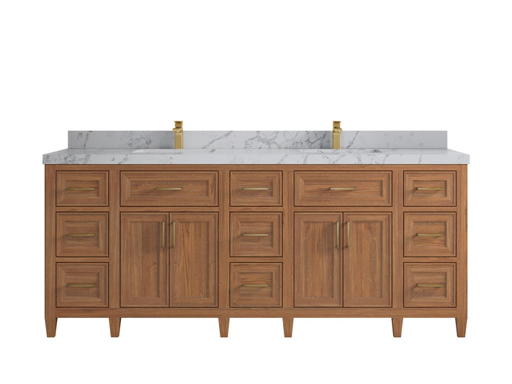 Santa Monica Teak Wood 84 in. W x 22 in. D Double Sink Bathroom Vanity - photo 16