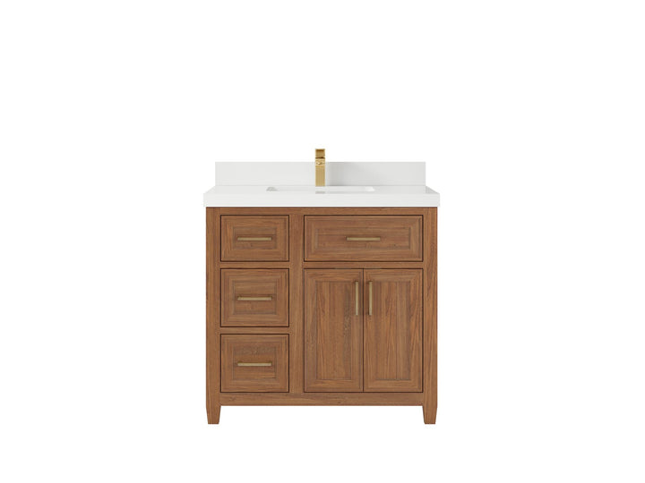 Santa Monica Teak Wood 36 in. W x 22 in. D Center Sink Bathroom Vanity - photo 24