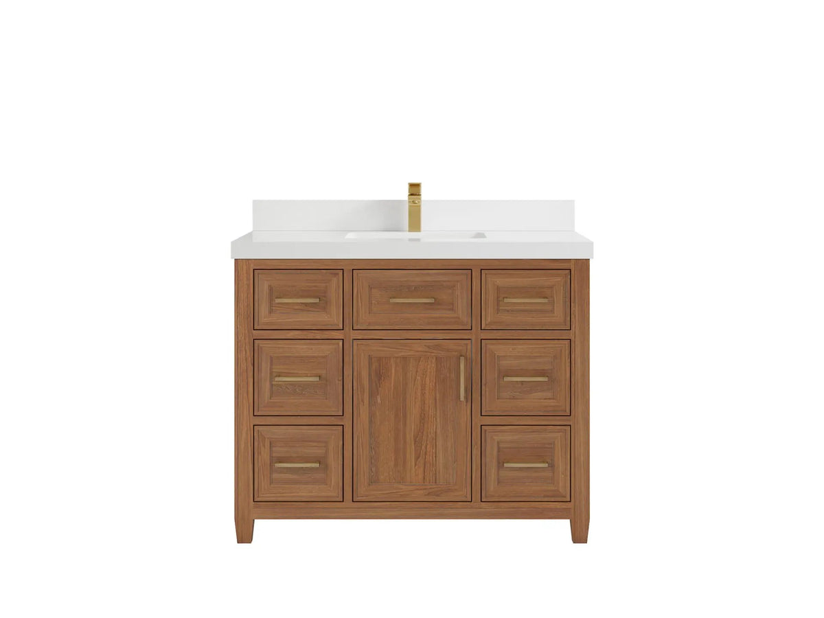 Santa Monica Teak Wood 42 in. W x 22 in. D Single Sink Bathroom Vanity