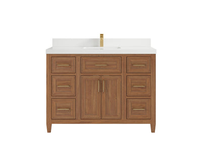 Santa Monica Teak Wood 48 in. W x 22 in. D Single Sink Bathroom Vanity