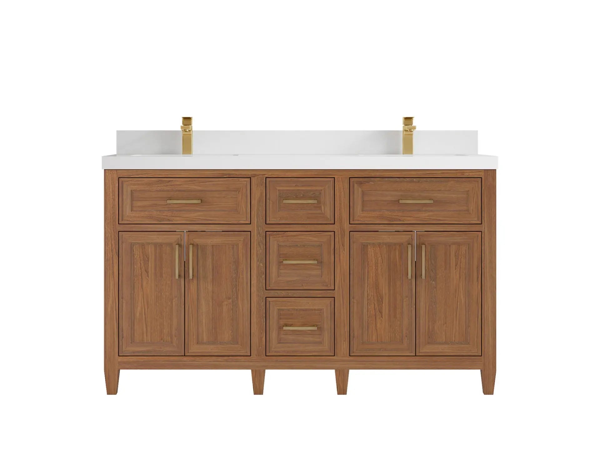 Santa Monica Teak Wood 60 in. W x 22 in. D Double Sink Bathroom Vanity