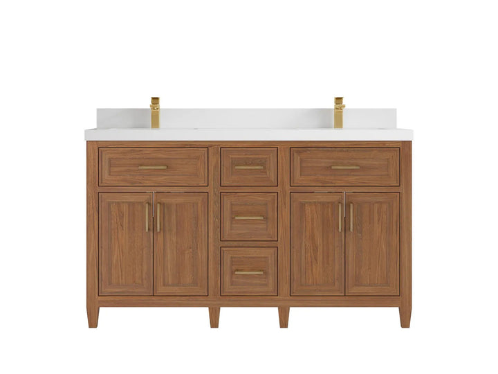 Santa Monica Teak Wood 60 in. W x 22 in. D Double Sink Bathroom Vanity - photo 25