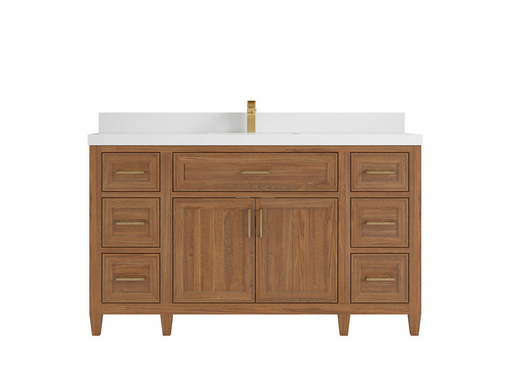 Santa Monica Teak Wood 60 in. W x 22 in. D Single Sink Bathroom Vanity - photo 25