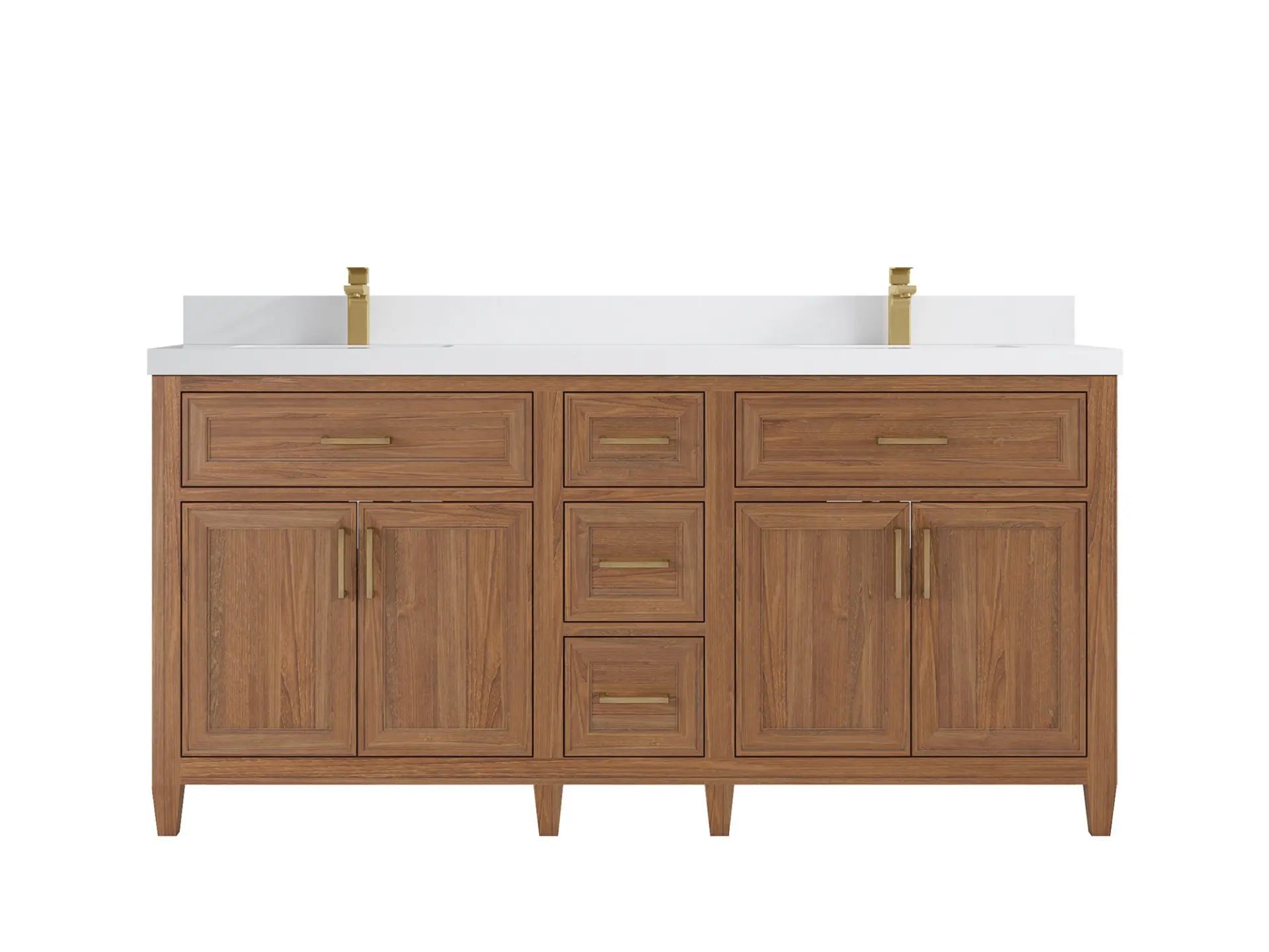 Santa Monica Teak Wood 72 in. W x 22 in. D Double Sink Bathroom Vanity