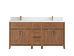 Santa Monica Teak Wood 72 in. W x 22 in. D Double Sink Bathroom Vanity - photo 25
