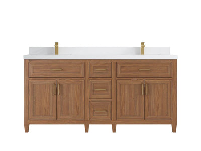 Santa Monica Teak Wood 72 in. W x 22 in. D Double Sink Bathroom Vanity